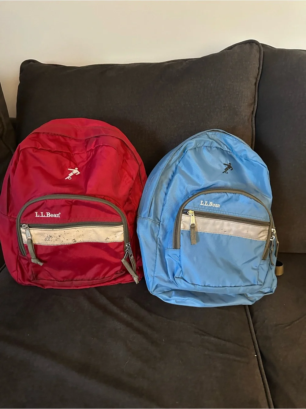L.L. Bean Original Pack Backpack Lot of 2 Red and Blue